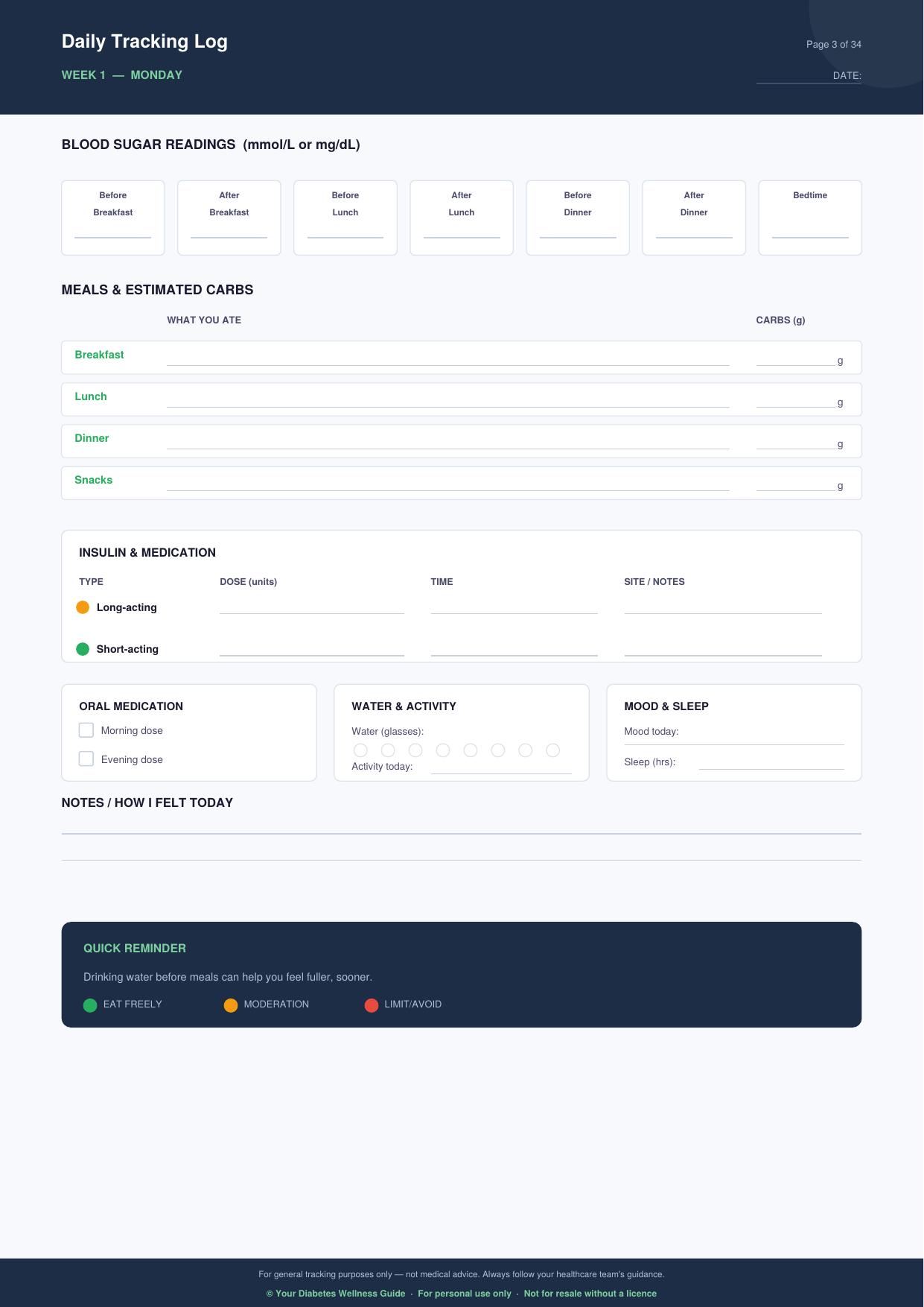 Daily Tracking Log Page